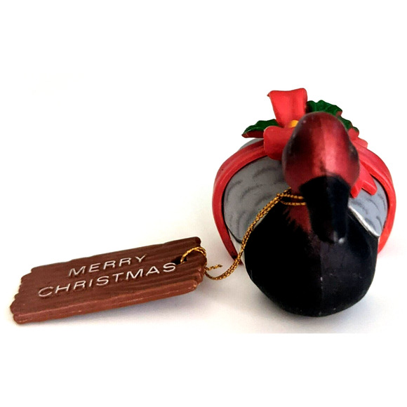 Vintage Christmas Decoration Tree Ornament Carved Wood Duck Enesco Made in HK - Picture 2 of 7